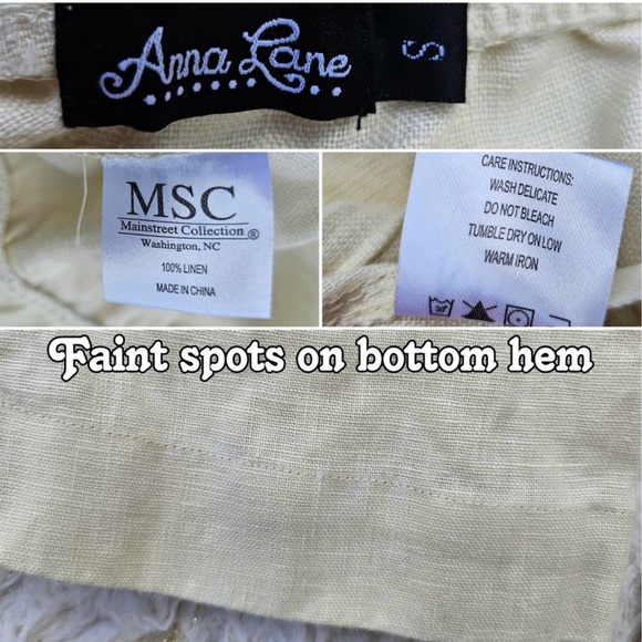 S Pants Anna Lane Cream Off White Linen Drawstring EUC - Picture 3 of 8